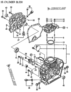  Двигатель Yanmar L40AE-DP3ST, узел -  Блок цилиндров 