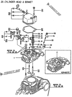  Двигатель Yanmar L40AE-DP2ST, узел -  Головка блока цилиндров (ГБЦ) 