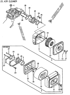  Двигатель Yanmar L40AE-DP3ST, узел -  Воздушный фильтр 