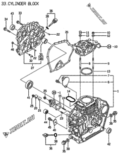  Двигатель Yanmar L40AE-DP3D, узел -  Блок цилиндров 