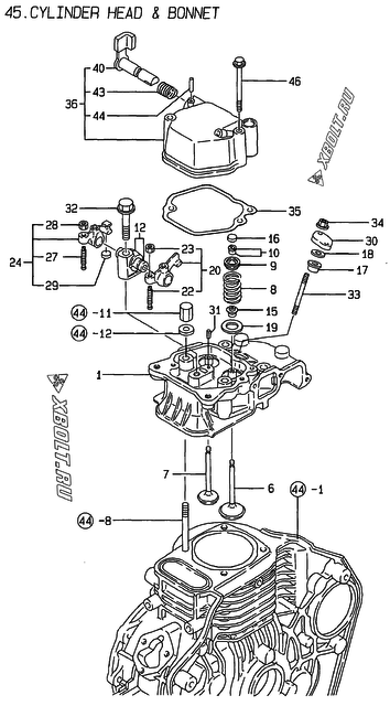  Головка блока цилиндров (ГБЦ) двигателя Yanmar L40AE-S
