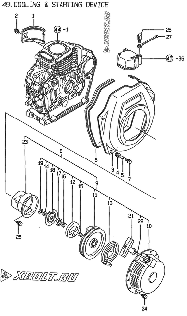  Пусковое устройство двигателя Yanmar L40AE-S