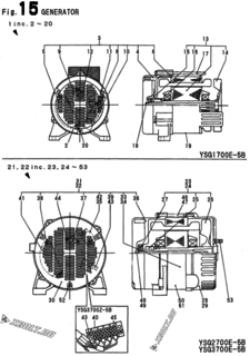  Двигатель Yanmar YSG1700E-5B, узел -  Генератор 
