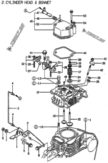  Двигатель Yanmar YDG2700E-6CS, узел -  Головка блока цилиндров (ГБЦ) 