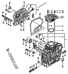  Двигатель Yanmar 100AEDEGYT5B, узел -  Блок цилиндров 