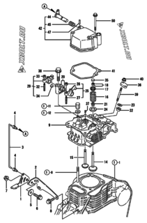  Двигатель Yanmar 100AE-DEGY5B, узел -  Головка блока цилиндров (ГБЦ) 