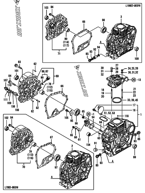  Блок цилиндров двигателя Yanmar L70EE-DEGY6