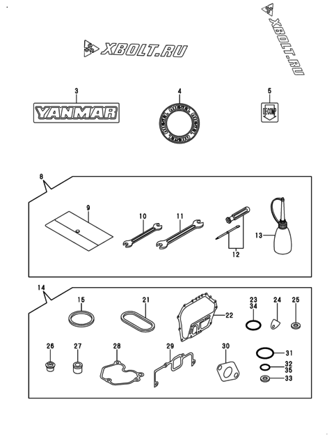  Инструменты, шильды и комплект прокладок двигателя Yanmar L100V6BJ1C9G