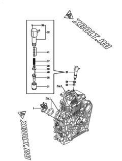  Двигатель Yanmar L100V6BJ1C9G, узел -  Топливный насос высокого давления (ТНВД) и форсунка 