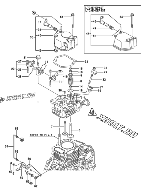  Головка блока цилиндров (ГБЦ) двигателя Yanmar L70AE-DEP4ST