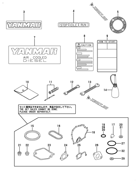  Инструменты, шильды и комплект прокладок двигателя Yanmar L40AE-DPY2
