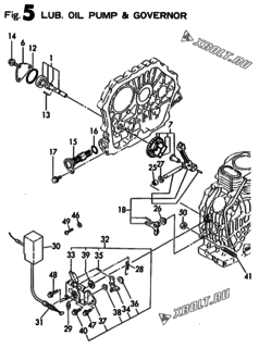  Двигатель Yanmar 2000E-L5EGD2, узел -  Масляный насос и регулятор оборотов 