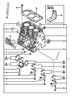  Двигатель Yanmar 3TNV88-GGEH, узел -  Блок цилиндров 