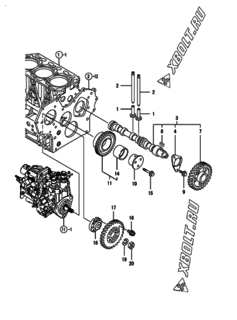  Двигатель Yanmar 3TNV88-GGEH, узел -  Распредвал и приводная шестерня 