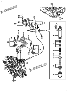  Двигатель Yanmar 3TNV88-GGEH, узел -  Форсунка 