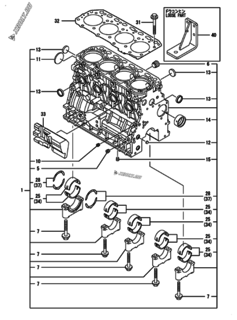  Двигатель Yanmar 4TNV84T-GGEH, узел -  Блок цилиндров 