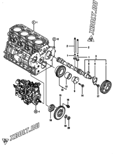  Двигатель Yanmar 4TNV84T-GGEH, узел -  Распредвал и приводная шестерня 