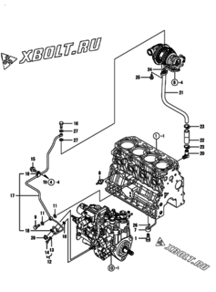  Двигатель Yanmar 4TNV84T-GGEH, узел -  Система смазки 