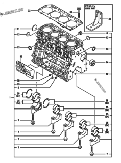  Двигатель Yanmar 4TNV88-GGEH, узел -  Блок цилиндров 
