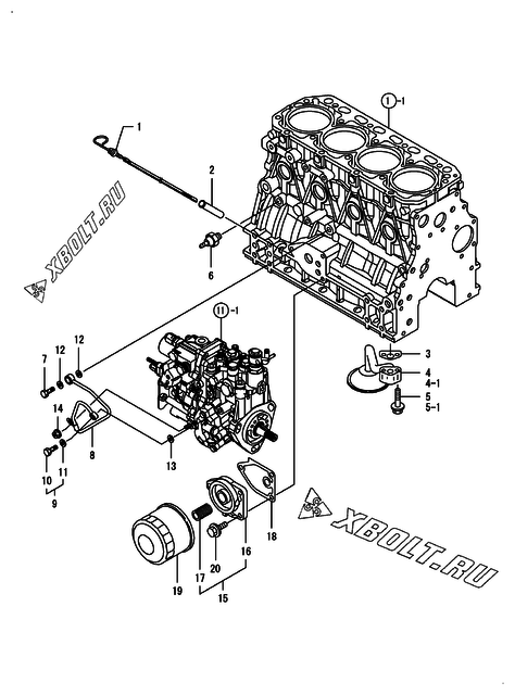  Система смазки двигателя Yanmar 4TNV88-GGEH