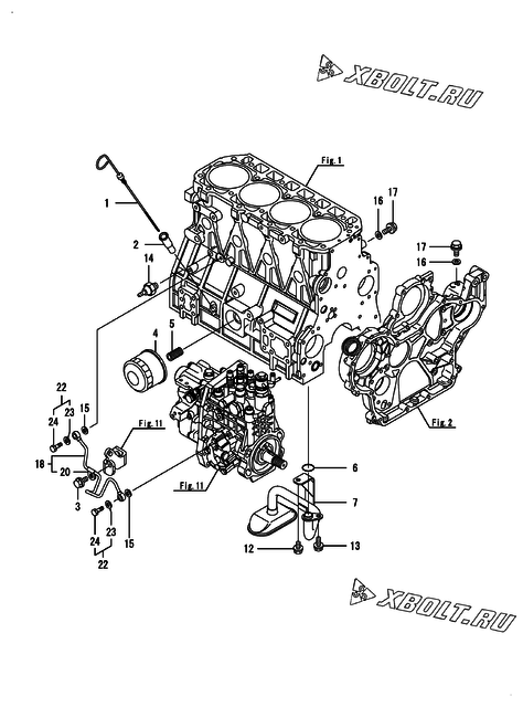  Система смазки двигателя Yanmar 4TNV98-IGEHR