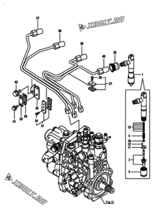  Двигатель Yanmar 4TNV98-GGEH, узел -  Форсунка 