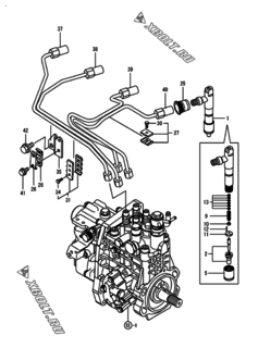  Двигатель Yanmar 4TNV98T-GGEHR, узел -  Форсунка 