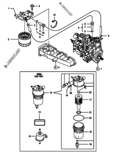  Двигатель Yanmar 3TNV88-BGGEP, узел -  Топливопровод 