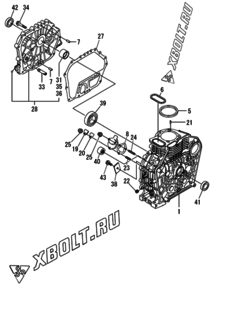  Двигатель Yanmar L100N6-PDP, узел -  Блок цилиндров 