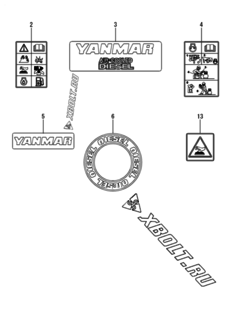  Двигатель Yanmar L100N6-PDP, узел -  Шильды 