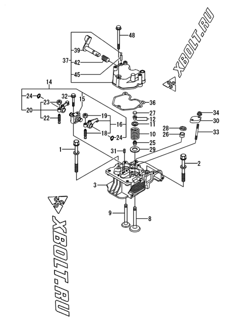  Головка блока цилиндров (ГБЦ) двигателя Yanmar L70N6EF1T1AAMO