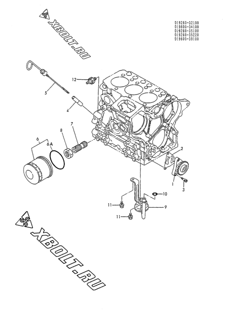  Система смазки двигателя Yanmar 3TN66L-UT