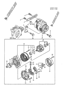  Двигатель Yanmar 3TN66L-UT, узел -  Генератор 