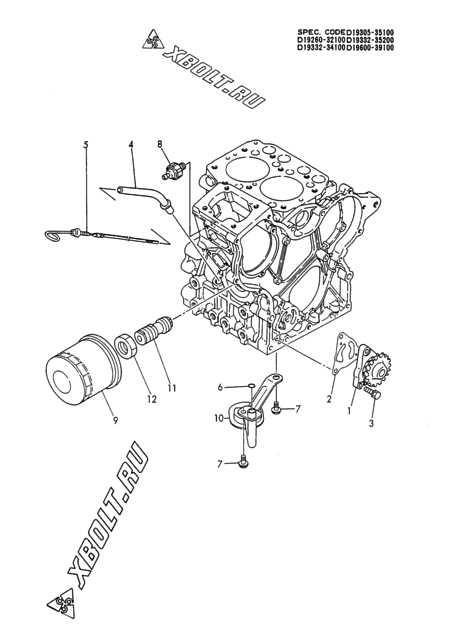  Система смазки двигателя Yanmar 2TN66L-UTBA