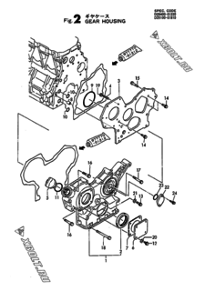 Двигатель Yanmar 3TN84L-RTBA, узел -  Корпус редуктора 