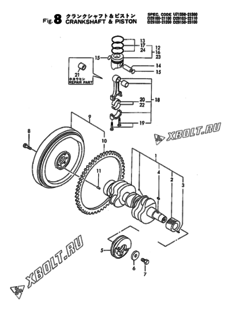  Двигатель Yanmar 3TN84L-RTBA, узел -  Коленвал и поршень 