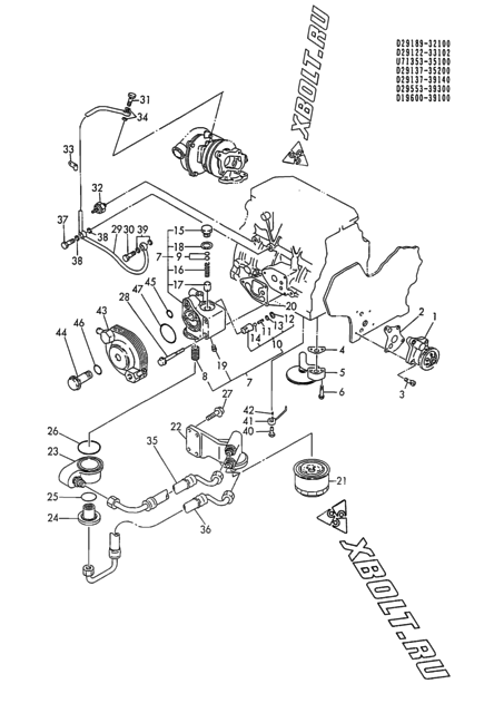  Система смазки двигателя Yanmar 3TN84TL-RMZ
