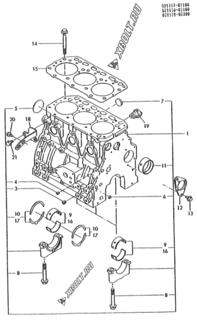  Двигатель Yanmar 3TN78L-RMCD, узел -  Блок цилиндров 