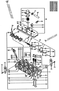  Двигатель Yanmar 4T112TL-GN, узел -  Головка блока цилиндров (ГБЦ) 