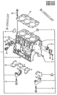  Двигатель Yanmar 3TNA72L-UMCD, узел -  Блок цилиндров 