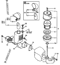  Двигатель Yanmar NFAD8-(E)KMK, узел -  Воздушный фильтр и глушитель 