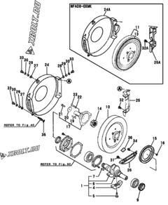  Двигатель Yanmar NFAD8-(E)KMK, узел -  Коленвал и маховик 