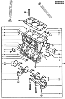  Двигатель Yanmar 3TN100L-YBVM, узел -  Блок цилиндров 