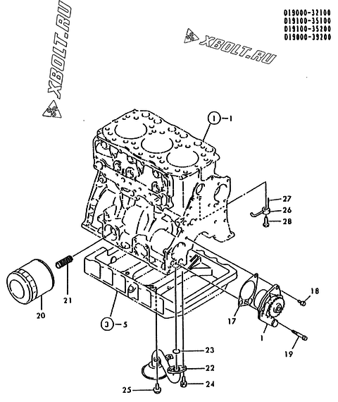  Система смазки двигателя Yanmar 3TN100L-YBVM
