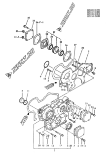  Двигатель Yanmar 3TN84L-RYB, узел -  Корпус редуктора 