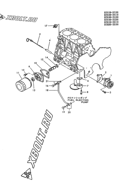  Система смазки двигателя Yanmar 3TN84L-RYB