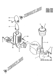  Двигатель Yanmar NFAD6-LIKFW, узел -  Воздушный фильтр и глушитель 