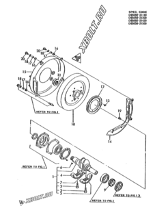  Двигатель Yanmar NFAD6-LIKFW, узел -  Коленвал и маховик 