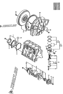  Двигатель Yanmar 4TN100TL-NC, узел -  Коленвал и поршень 