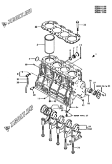  Двигатель Yanmar 4T112TL-NC, узел -  Блок цилиндров 
